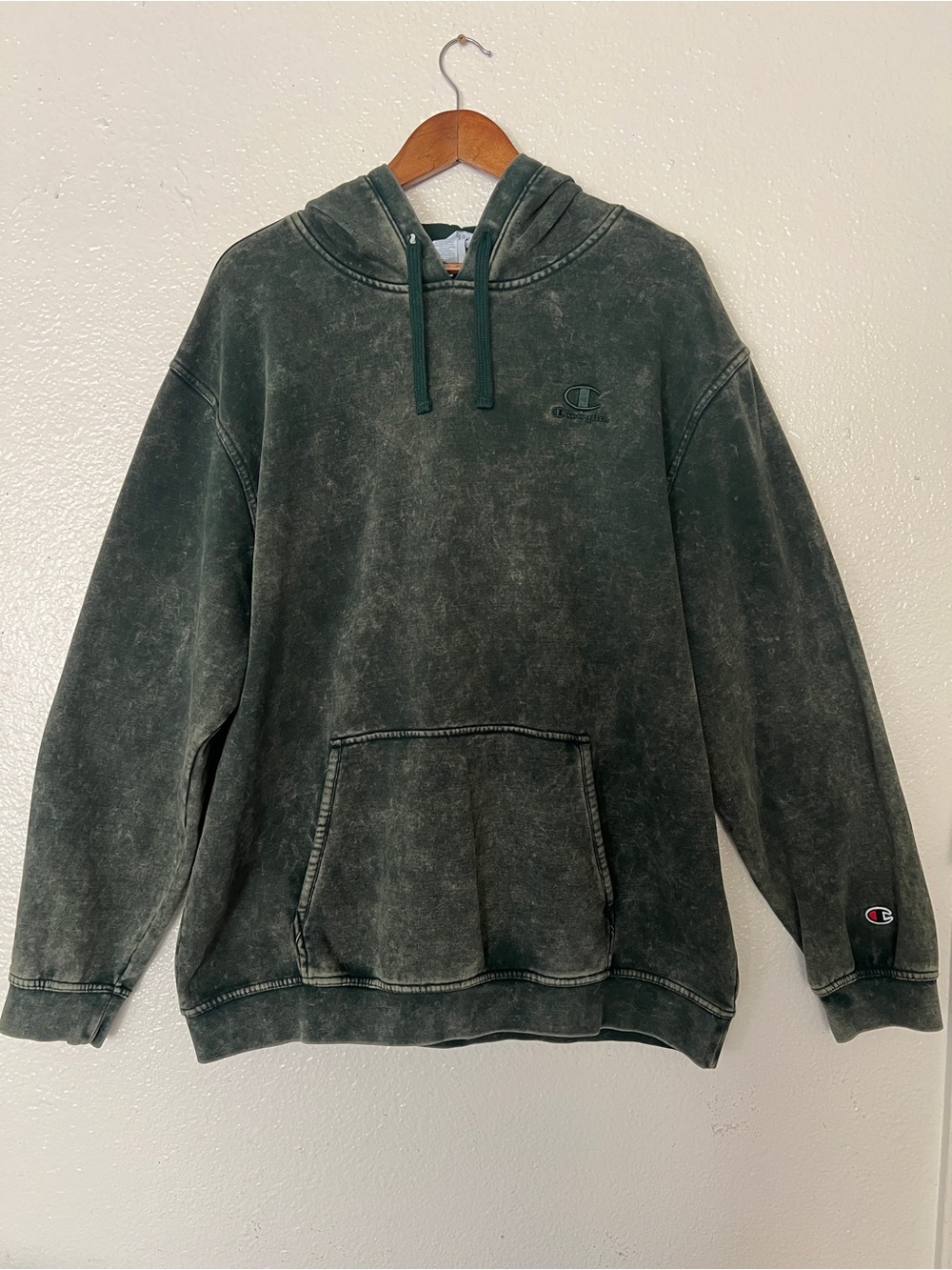 Champion Washed Dark Green Pullover Hoodie